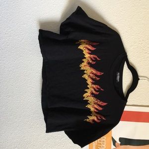 Flame T Shirt Crop Top